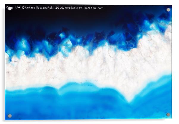 Super macro of blue agate mineral Acrylic by Łukasz Szczepański