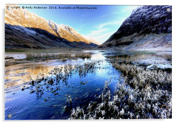 Glencoe in Early Winter Acrylic by Andy Anderson