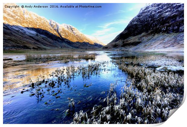 Glencoe in Early Winter Print by Andy Anderson