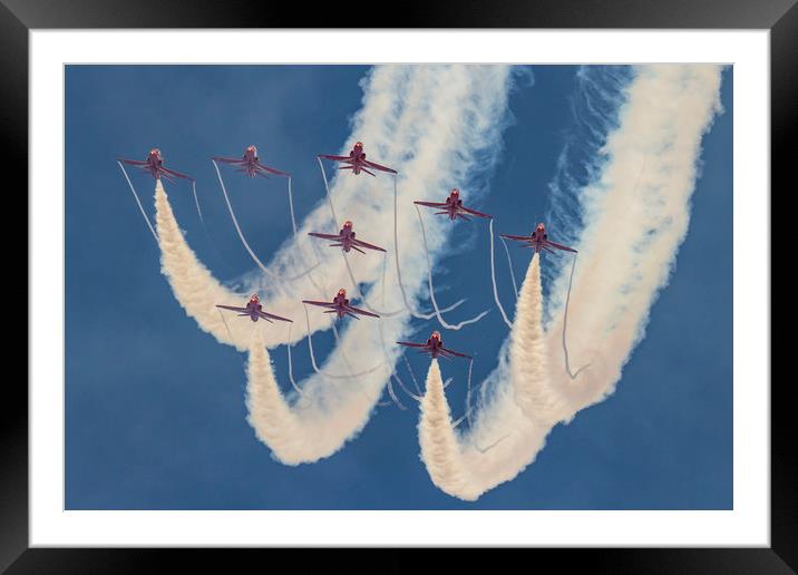 Red Arrows at Duxford Framed Mounted Print by Oxon Images