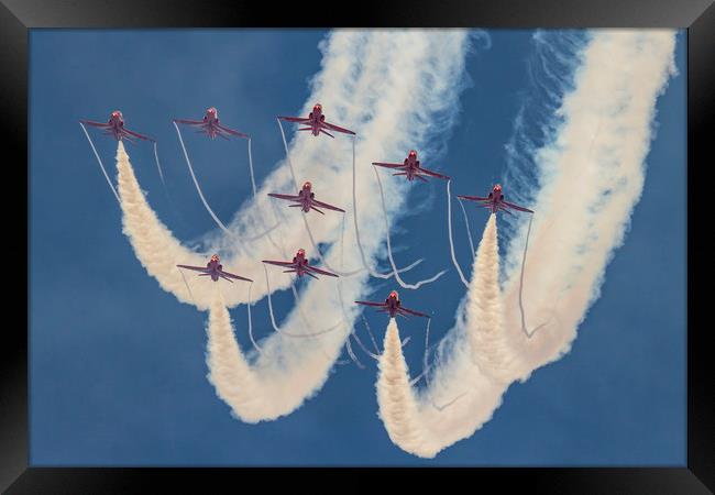 Red Arrows at Duxford Framed Print by Oxon Images