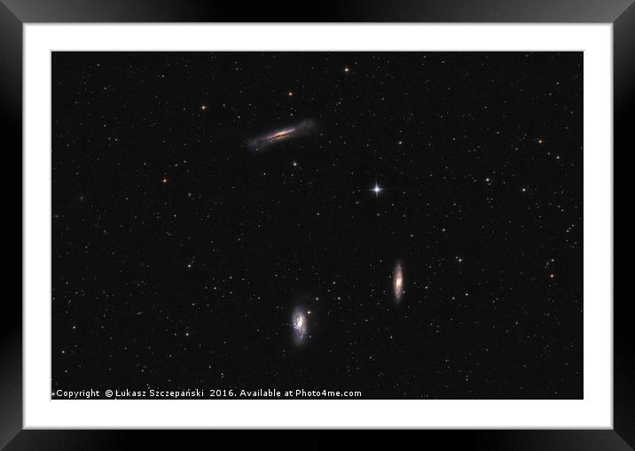 Deep space objects: three galaxies (Leo Triplet) Framed Mounted Print by Łukasz Szczepański
