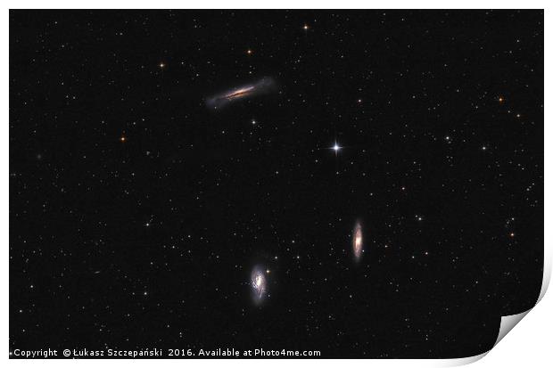 Deep space objects: three galaxies (Leo Triplet) Print by Łukasz Szczepański