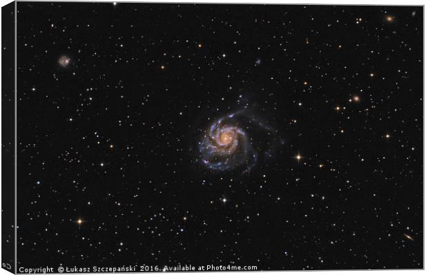 Deep space: Pinwheel Galaxy (M101) among stars Canvas Print by Łukasz Szczepański