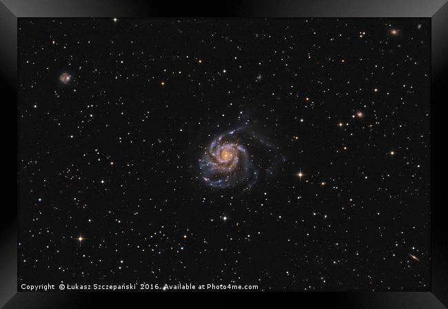 Deep space: Pinwheel Galaxy (M101) among stars Framed Print by Łukasz Szczepański