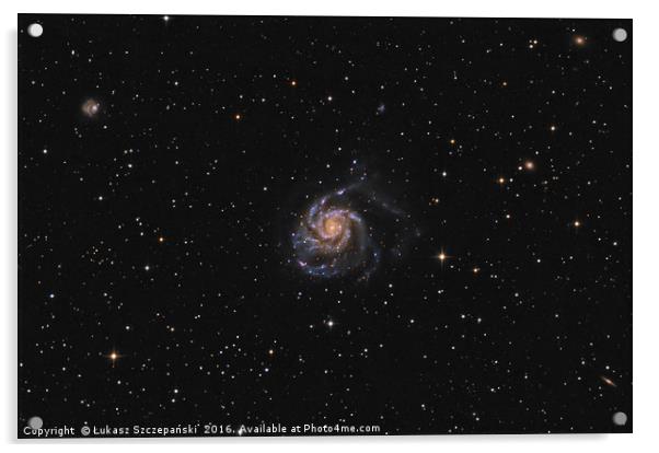 Deep space: Pinwheel Galaxy (M101) among stars Acrylic by Łukasz Szczepański