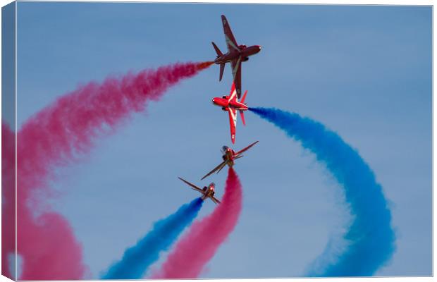 Red  Arrows break a different perspective Canvas Print by Oxon Images