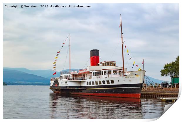 PADDLE STEAMER MAID OF THE LOCH Print by Sue Wood