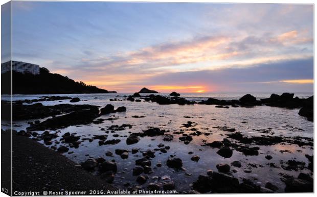 Meadfoot Beach Low Tide Sunrise Canvas Print by Rosie Spooner