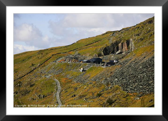 Cumbrian Slate Quarry Framed Mounted Print by Philip Gough