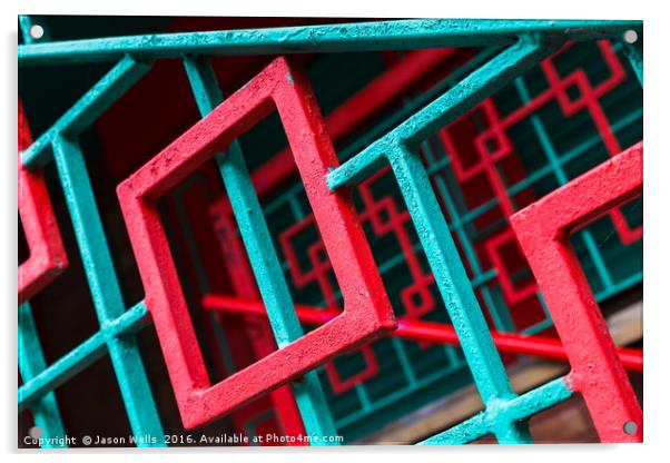 Abstract railings in Chinatown Acrylic by Jason Wells