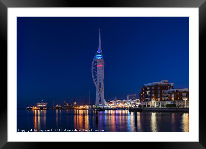 Spinnaker Tower, Portsmouth during the blue hour Framed Mounted Print by tony smith