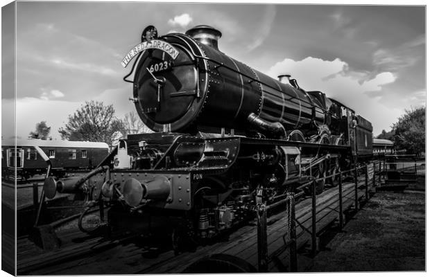 Steam Train Black and White Canvas Print by Oxon Images