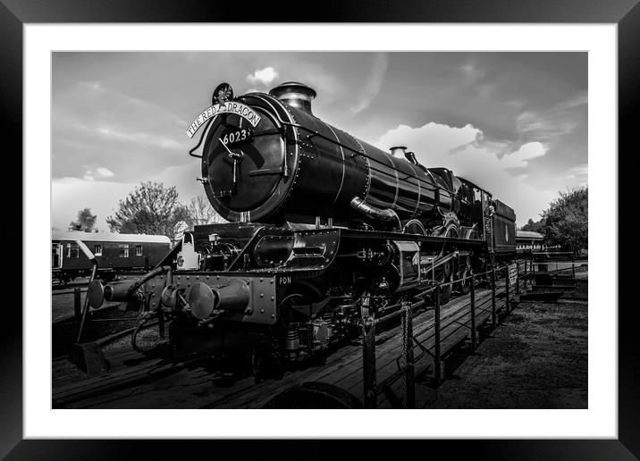 Steam Train Black and White Framed Mounted Print by Oxon Images