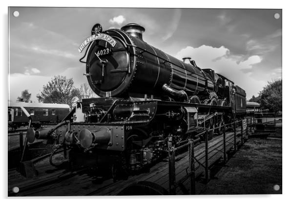 Steam Train Black and White Acrylic by Oxon Images