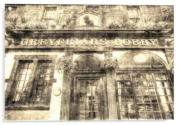 Greyfriars Bobby Pub Edinburgh Vintage Acrylic by David Pyatt