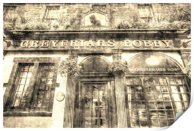 Greyfriars Bobby Pub Edinburgh Vintage Print by David Pyatt