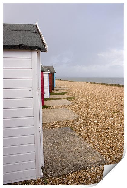 Colourful beach huts in Calshot Print by Ian Middleton