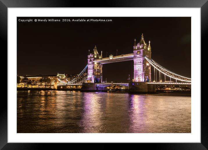 Tower Bridge by Night Framed Mounted Print by Wendy Williams CPAGB