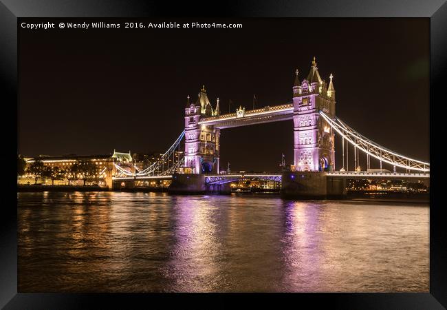 Tower Bridge by Night Framed Print by Wendy Williams CPAGB