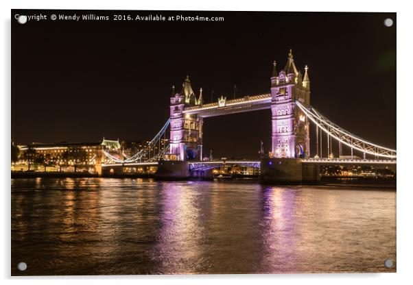 Tower Bridge by Night Acrylic by Wendy Williams CPAGB