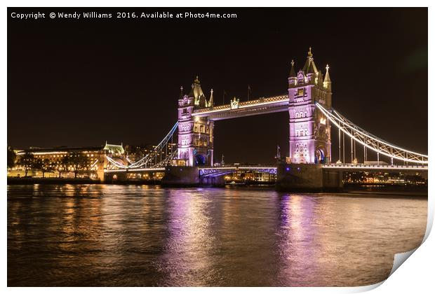 Tower Bridge by Night Print by Wendy Williams CPAGB