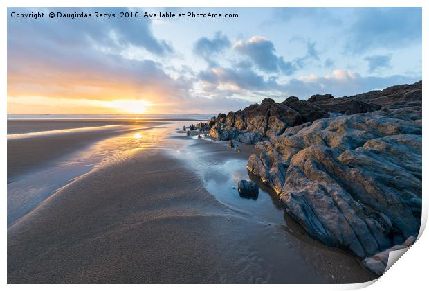 Woolacombe beach sunset Print by Daugirdas Racys