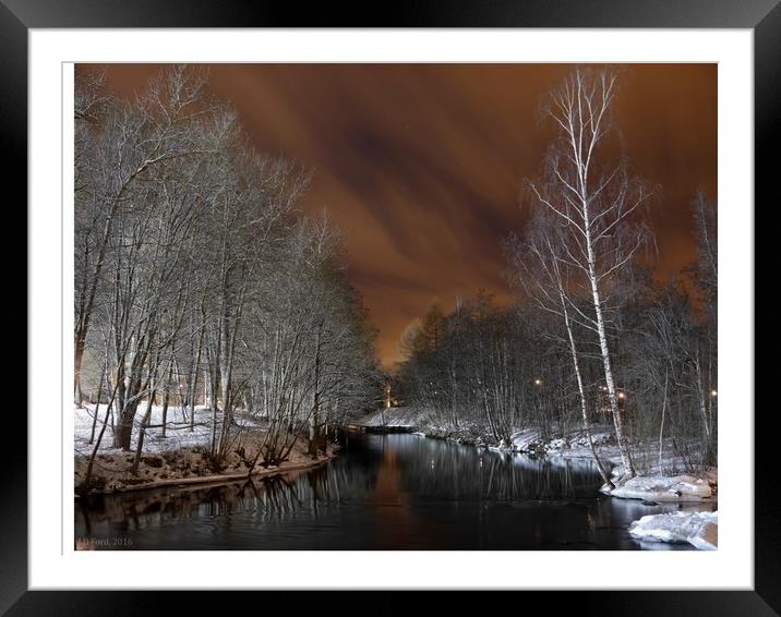 River at night Framed Mounted Print by James Ford