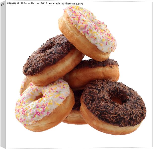 A Pile of Doughnuts  Canvas Print by Peter Hatter