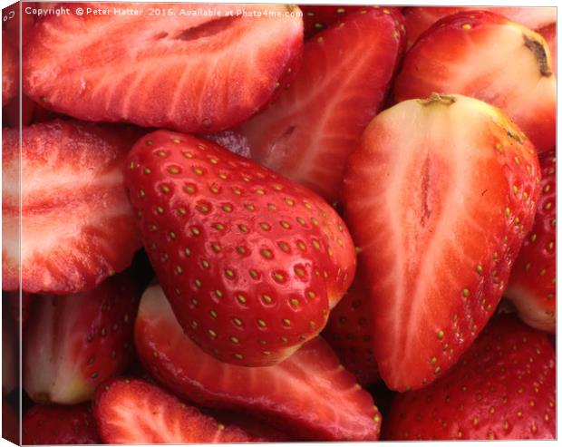 Sliced Strawberries Canvas Print by Peter Hatter
