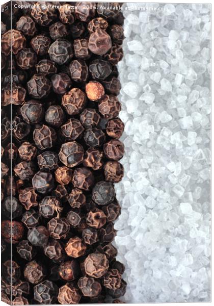 Peppercorns and Sea Salt. Canvas Print by Peter Hatter