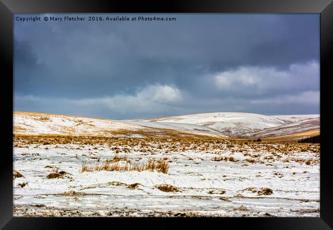 Snow over Dartmoor Framed Print by Mary Fletcher