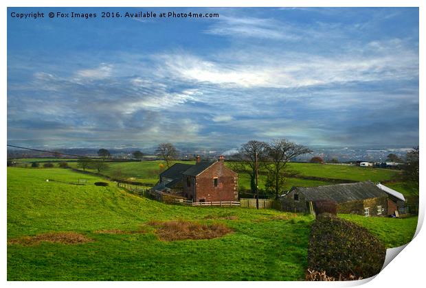 Countryside farmhouse Print by Derrick Fox Lomax