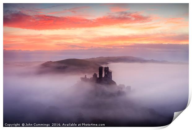 Corfe Castle Sunrise Print by John Cummings