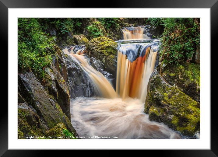 The Pecca Falls in the Yorkshire Dales Framed Mounted Print by John Cummings