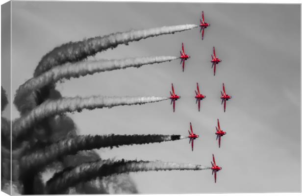 Red Arrows selective colour Canvas Print by Oxon Images