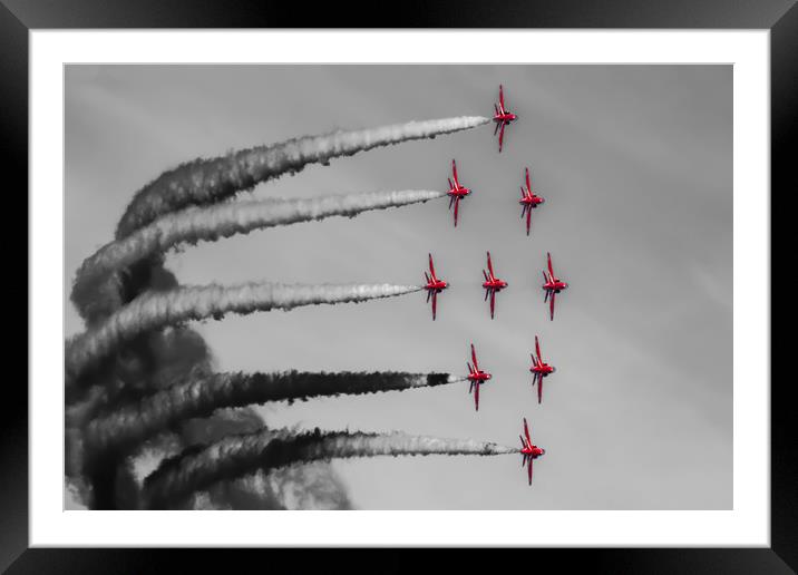 Red Arrows selective colour Framed Mounted Print by Oxon Images
