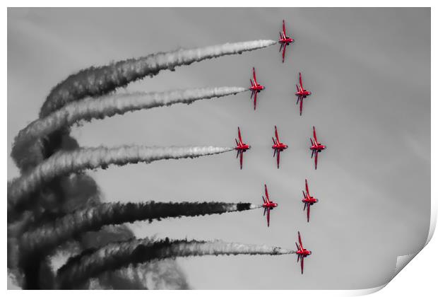 Red Arrows selective colour Print by Oxon Images