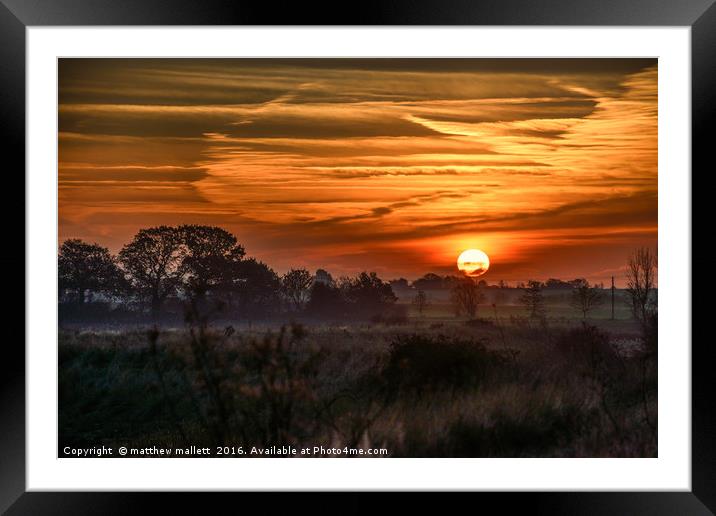Winter Sunrise at Landermere Essex Framed Mounted Print by matthew  mallett
