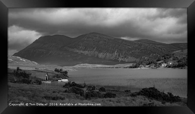 Highland boat house mono Framed Print by Tom Dolezal