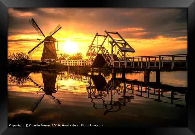 Sunrise on the Kinderdijk windmill Framed Print by Ankor Light