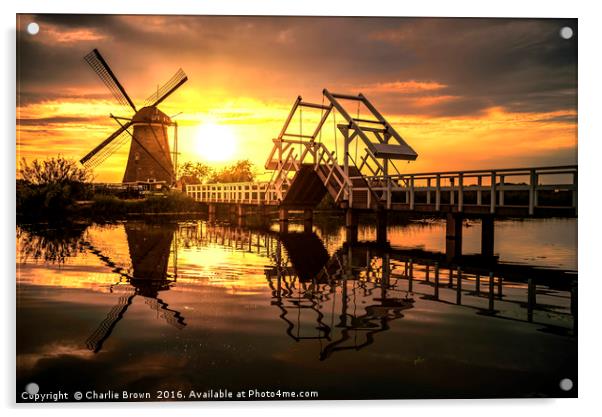 Sunrise on the Kinderdijk windmill Acrylic by Ankor Light
