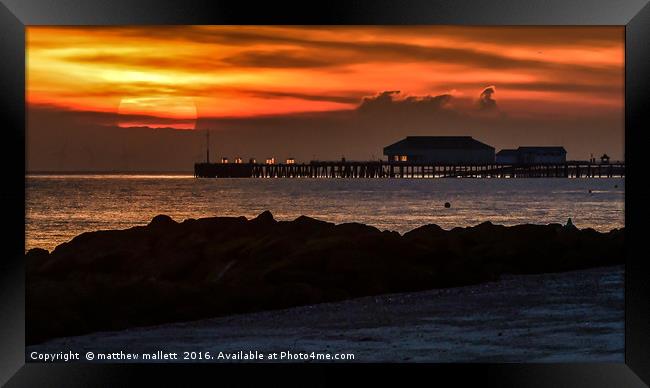Last Moments of Sun Behind Clacton Pier Framed Print by matthew  mallett