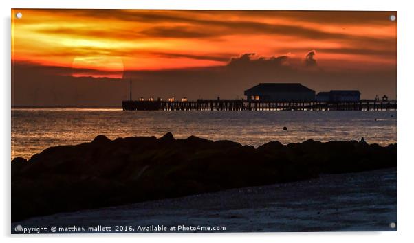 Last Moments of Sun Behind Clacton Pier Acrylic by matthew  mallett