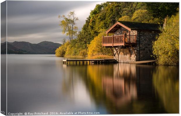 Boathouse On Ullswater Canvas Print by Ray Pritchard