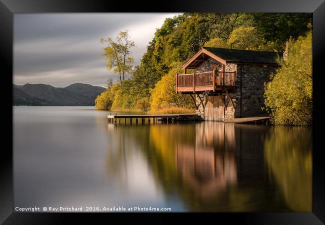 Boathouse On Ullswater Framed Print by Ray Pritchard