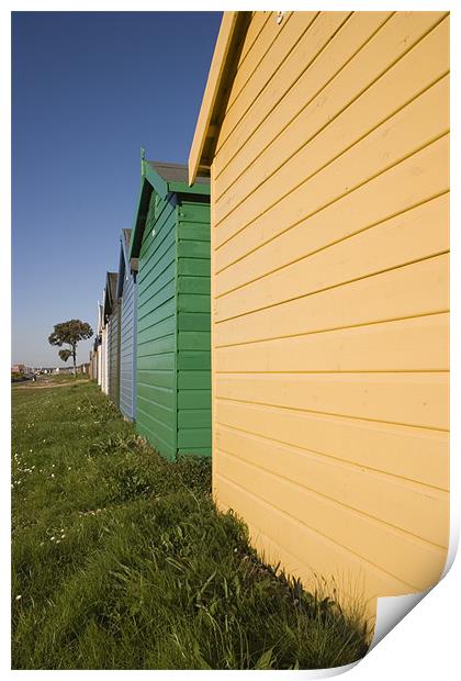 Colourful beach huts in Calshot , Solent , Hampshi Print by Ian Middleton