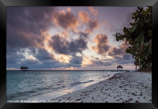 Dawn on the beach of Cayo Guillermo Framed Print by Jason Wells
