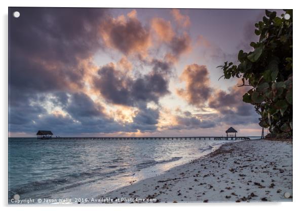 Dawn on the beach of Cayo Guillermo Acrylic by Jason Wells