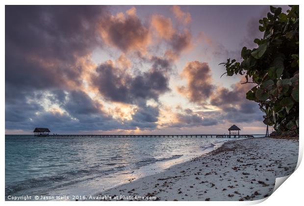 Dawn on the beach of Cayo Guillermo Print by Jason Wells